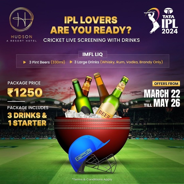cricket live screening, ipl watch party, sports event package, live sports viewing, cricket event promotion, limited time deal, bundle offer, modern typography, energetic, bold, purple, green, gold